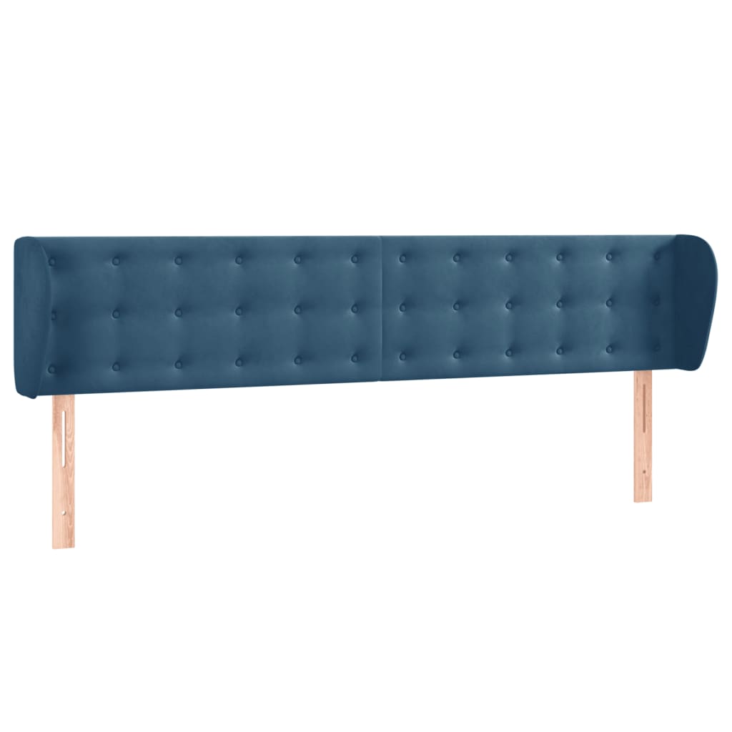 Kopfteil mit Ohren Dunkelblau 203x23x78/88 cm Samt